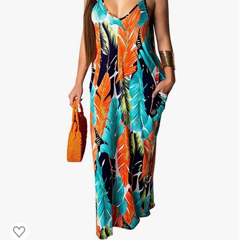Print maxi dress sleeveless spaghetti strap boho chic sundress summer dresses